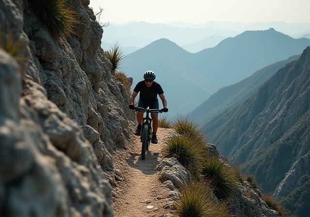 Image of a cyclist in the Twelve Bens mountain range